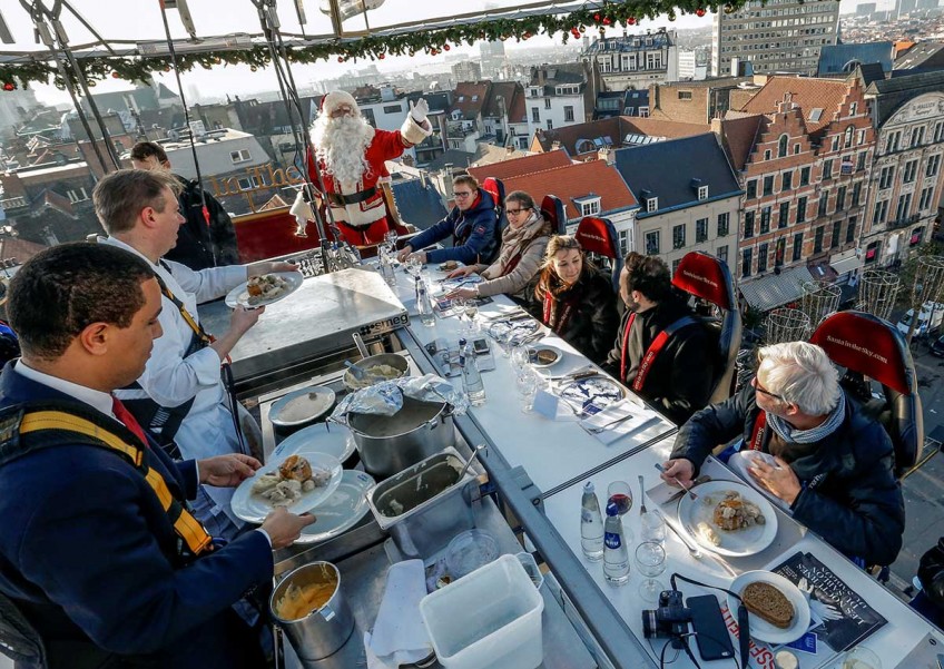 Haute cuisine? Santa serves up sleigh-borne dinner in the sky