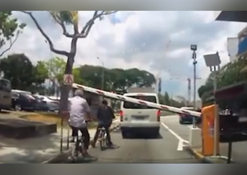 Elderly man falls after cycling into gantry barrier; gets called out by netizens
