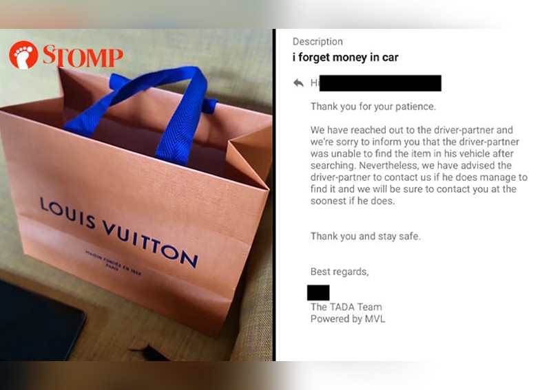 Woman allegedly left Louis Vuitton paper bag containing $30k cash in Tada  ride but driver says he didn't see it, Singapore News - AsiaOne