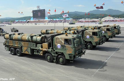 South Korea puts on show new missiles designed to hit North