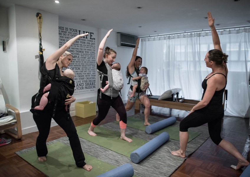 Baby-wearing revival gets a fitness twist in Hong Kong