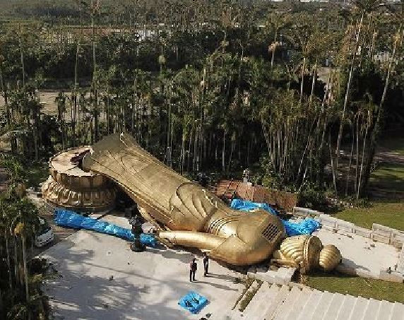 Typhoon Trami claims another 'victim' as giant Goddess of Mercy statue topples face-down in Okinawa