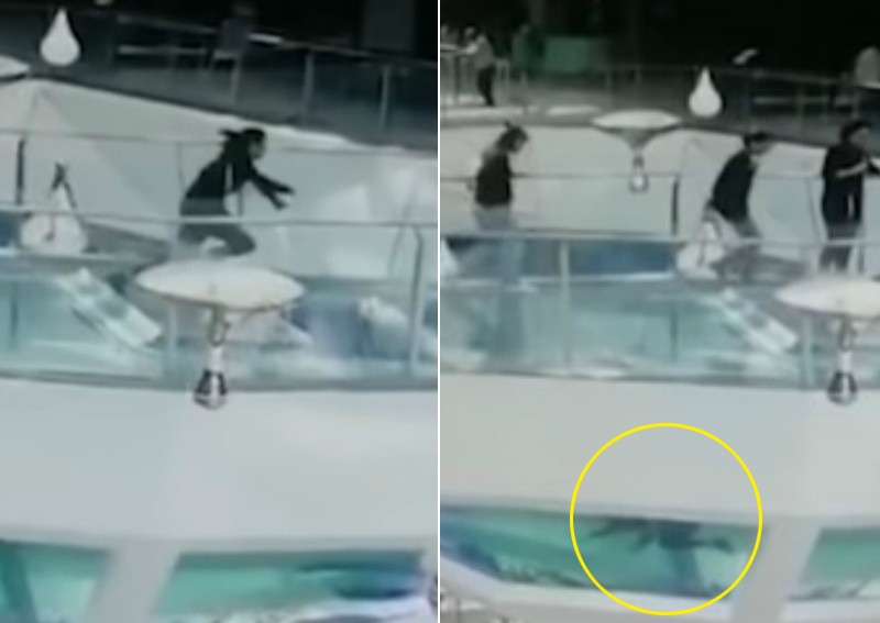 Watch: Woman trips and falls into shark tank at Chinese shopping mall