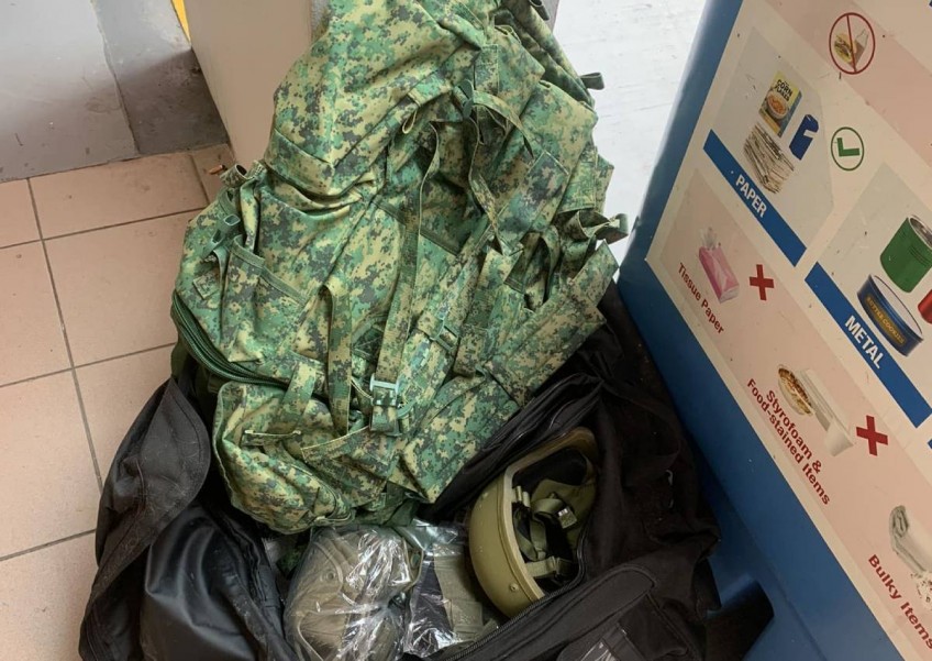 'Legal to throw that away in the open?' Resident finds SAF military gear binned at HDB void deck