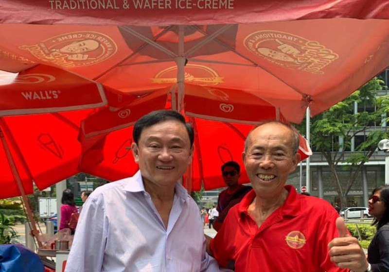 Thailand's former Prime Minister Thaksin spotted at ice cream stall in Orchard Road