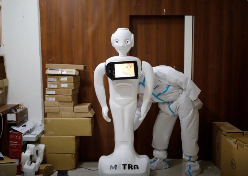 Mitra the robot helps Covid-19 patients in India speak to loved ones