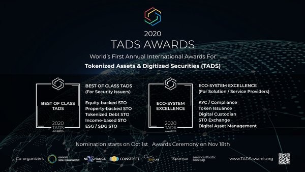 TADS Awards -- The World's First Annual International Awards for Tokenized Assets & Digitized Securities Launched in Hong Kong