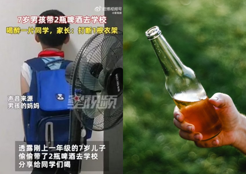 Boy, 7, gets beaten by mother in China for bringing beer to school and getting classmates drunk