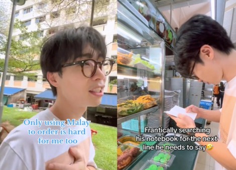 South Korean man impresses staff at local nasi padang stall as he tries to order food in Malay