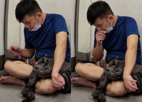 MRT passenger takes off shoes, sits on floor and vapes