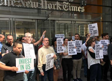 Delightfully nerdy protest signs show why the 'New York Times' shouldn't lay off copy editors