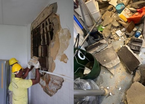Close shave for resident after gas leak blows hole in his apartment wall