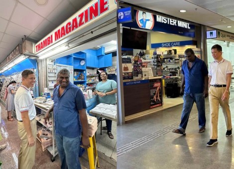 Chan Chun Sing meets Thambi Magazine Store owner to search for new location