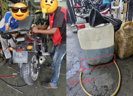 Rider from Singapore claims fuel from JB kiosk contaminated with water, causing bike's breakdown