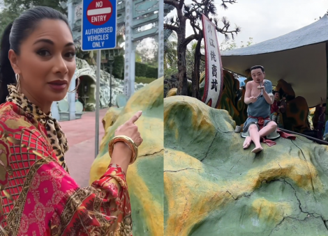 'I thought this was a religious site': Ex-Pussycat Doll Nicole Scherzinger amused by Haw Par Villa sculpture of man smoking opium