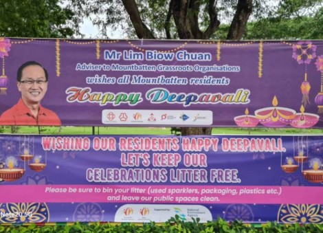 Mountbatten MP Lim Biow Chuan asks for removal of Deepavali banner following complaints about 'litter free' message